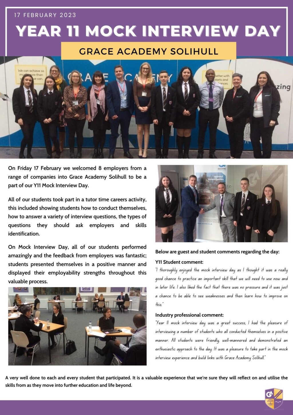Year 11 Mock Interview Day – Grace Academy Solihull